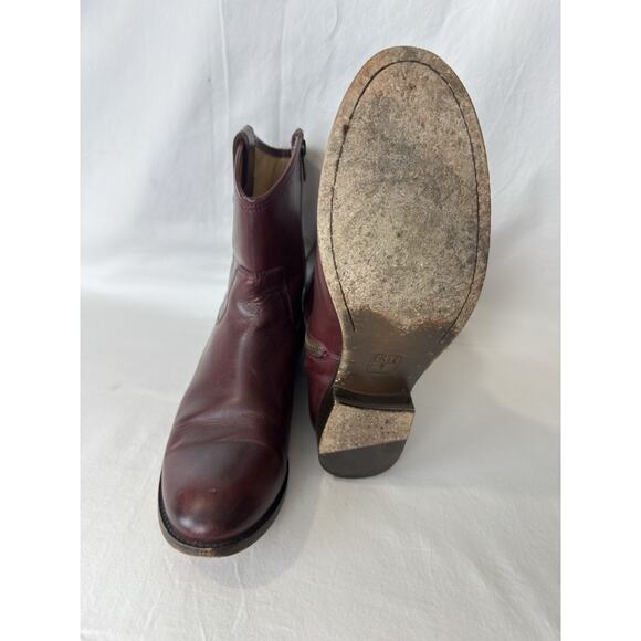 Frye Melissa Button Short Burgundy Leather Side Zip Booties Women’s Size 11B - Picture 11 of 13